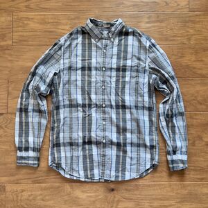 J.Crew Shirt Men's Size M Gray Yellow Secret Wash Heather Poplin Button Up H1694